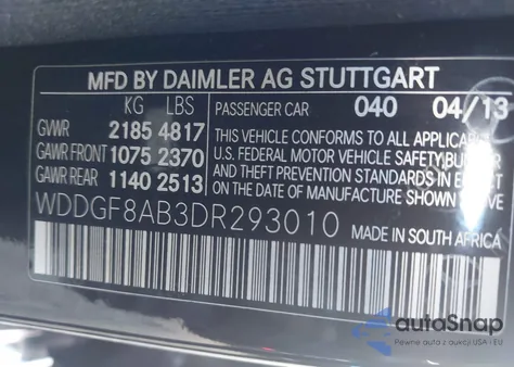 2013 Mercedes-Benz C 300 Sport 4Matic from USA, damaged, VIN WDDGF8AB3DR293010